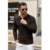 imageCOOFANDY Men Knit Long Sleeve Polo Shirts Casual Dress Collared Sweater Pullover Button Down Golf Polo ShirtsBrown