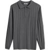 imageCOOFANDY Men Knit Long Sleeve Polo Shirts Casual Dress Collared Sweater Pullover Button Down Golf Polo ShirtsDark Grey