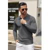 imageCOOFANDY Men Knit Long Sleeve Polo Shirts Casual Dress Collared Sweater Pullover Button Down Golf Polo ShirtsDark Grey