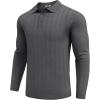 imageCOOFANDY Men Knit Long Sleeve Polo Shirts Casual Dress Collared Sweater Pullover Button Down Golf Polo ShirtsDark Grey