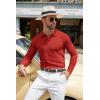 imageCOOFANDY Men Knit Long Sleeve Polo Shirts Casual Dress Collared Sweater Pullover Button Down Golf Polo ShirtsDark Red