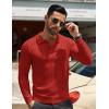 imageCOOFANDY Men Knit Long Sleeve Polo Shirts Casual Dress Collared Sweater Pullover Button Down Golf Polo ShirtsDark Red