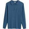 imageCOOFANDY Men Knit Long Sleeve Polo Shirts Casual Dress Collared Sweater Pullover Button Down Golf Polo ShirtsDenim Blue