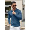 imageCOOFANDY Men Knit Long Sleeve Polo Shirts Casual Dress Collared Sweater Pullover Button Down Golf Polo ShirtsDenim Blue