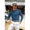 imageCOOFANDY Men Knit Long Sleeve Polo Shirts Casual Dress Collared Sweater Pullover Button Down Golf Polo ShirtsDenim Blue