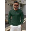 imageCOOFANDY Men Knit Long Sleeve Polo Shirts Casual Dress Collared Sweater Pullover Button Down Golf Polo ShirtsGreen