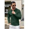 imageCOOFANDY Men Knit Long Sleeve Polo Shirts Casual Dress Collared Sweater Pullover Button Down Golf Polo ShirtsGreen