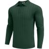 imageCOOFANDY Men Knit Long Sleeve Polo Shirts Casual Dress Collared Sweater Pullover Button Down Golf Polo ShirtsGreen