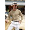 imageCOOFANDY Men Knit Long Sleeve Polo Shirts Casual Dress Collared Sweater Pullover Button Down Golf Polo ShirtsKhaki