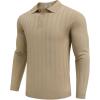 imageCOOFANDY Men Knit Long Sleeve Polo Shirts Casual Dress Collared Sweater Pullover Button Down Golf Polo ShirtsKhaki