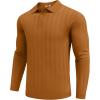 imageCOOFANDY Men Knit Long Sleeve Polo Shirts Casual Dress Collared Sweater Pullover Button Down Golf Polo ShirtsLight Brown