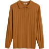 imageCOOFANDY Men Knit Long Sleeve Polo Shirts Casual Dress Collared Sweater Pullover Button Down Golf Polo ShirtsLight Brown