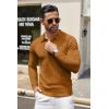 imageCOOFANDY Men Knit Long Sleeve Polo Shirts Casual Dress Collared Sweater Pullover Button Down Golf Polo ShirtsLight Brown