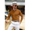 imageCOOFANDY Men Knit Long Sleeve Polo Shirts Casual Dress Collared Sweater Pullover Button Down Golf Polo ShirtsLight Brown