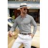 imageCOOFANDY Men Knit Long Sleeve Polo Shirts Casual Dress Collared Sweater Pullover Button Down Golf Polo ShirtsLight Grey