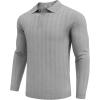 imageCOOFANDY Men Knit Long Sleeve Polo Shirts Casual Dress Collared Sweater Pullover Button Down Golf Polo ShirtsLight Grey
