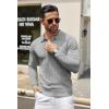 imageCOOFANDY Men Knit Long Sleeve Polo Shirts Casual Dress Collared Sweater Pullover Button Down Golf Polo ShirtsLight Grey