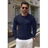 imageCOOFANDY Men Knit Long Sleeve Polo Shirts Casual Dress Collared Sweater Pullover Button Down Golf Polo ShirtsNavy Blue