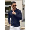 imageCOOFANDY Men Knit Long Sleeve Polo Shirts Casual Dress Collared Sweater Pullover Button Down Golf Polo ShirtsNavy Blue