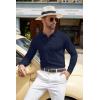 imageCOOFANDY Men Knit Long Sleeve Polo Shirts Casual Dress Collared Sweater Pullover Button Down Golf Polo ShirtsNavy Blue