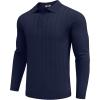 imageCOOFANDY Men Knit Long Sleeve Polo Shirts Casual Dress Collared Sweater Pullover Button Down Golf Polo ShirtsNavy Blue