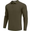imageCOOFANDY Men Knit Long Sleeve Polo Shirts Casual Dress Collared Sweater Pullover Button Down Golf Polo ShirtsOlive Green
