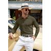 imageCOOFANDY Men Knit Long Sleeve Polo Shirts Casual Dress Collared Sweater Pullover Button Down Golf Polo ShirtsOlive Green