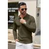 imageCOOFANDY Men Knit Long Sleeve Polo Shirts Casual Dress Collared Sweater Pullover Button Down Golf Polo ShirtsOlive Green
