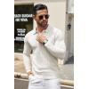 imageCOOFANDY Men Knit Long Sleeve Polo Shirts Casual Dress Collared Sweater Pullover Button Down Golf Polo ShirtsWhite