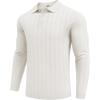 imageCOOFANDY Men Knit Long Sleeve Polo Shirts Casual Dress Collared Sweater Pullover Button Down Golf Polo ShirtsWhite