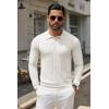 imageCOOFANDY Men Knit Long Sleeve Polo Shirts Casual Dress Collared Sweater Pullover Button Down Golf Polo ShirtsWhite