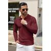 imageCOOFANDY Men Knit Long Sleeve Polo Shirts Casual Dress Collared Sweater Pullover Button Down Golf Polo ShirtsWine Red