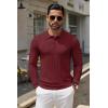 imageCOOFANDY Men Knit Long Sleeve Polo Shirts Casual Dress Collared Sweater Pullover Button Down Golf Polo ShirtsWine Red