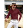 imageCOOFANDY Men Knit Long Sleeve Polo Shirts Casual Dress Collared Sweater Pullover Button Down Golf Polo ShirtsWine Red