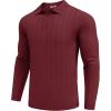 imageCOOFANDY Men Knit Long Sleeve Polo Shirts Casual Dress Collared Sweater Pullover Button Down Golf Polo ShirtsWine Red