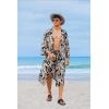 imageCOOFANDY Men Lightweight 2 Piece Kimono Robe with Shorts Japanese Robes Casual Open Front Long Cardigan With BeltBlackleaves