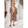 imageCOOFANDY Men Lightweight 2 Piece Kimono Robe with Shorts Japanese Robes Casual Open Front Long Cardigan With BeltBlackpaisley Print