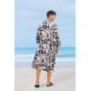imageCOOFANDY Men Lightweight 2 Piece Kimono Robe with Shorts Japanese Robes Casual Open Front Long Cardigan With BeltNavy Blueleaves