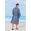 imageCOOFANDY Men Lightweight 2 Piece Kimono Robe with Shorts Japanese Robes Casual Open Front Long Cardigan With BeltNavy Blueplaid