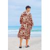 imageCOOFANDY Men Lightweight 2 Piece Kimono Robe with Shorts Japanese Robes Casual Open Front Long Cardigan With BeltRedleaves