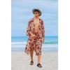imageCOOFANDY Men Lightweight 2 Piece Kimono Robe with Shorts Japanese Robes Casual Open Front Long Cardigan With BeltRedleaves