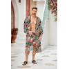 imageCOOFANDY Men Lightweight 2 Piece Kimono Robe with Shorts Japanese Robes Casual Open Front Long Cardigan With BeltWhiteluxury Print