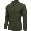 imageCOOFANDY Men Mock Neck Button Sweater Casual Knitted Sweaters Fashion Henley SweaterArmy Green