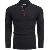 imageCOOFANDY Men Mock Neck Button Sweater Casual Knitted Sweaters Fashion Henley SweaterBlack