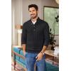 imageCOOFANDY Men Mock Neck Button Sweater Casual Knitted Sweaters Fashion Henley SweaterBlack