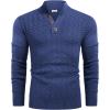 imageCOOFANDY Men Mock Neck Button Sweater Casual Knitted Sweaters Fashion Henley SweaterBlue