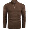 imageCOOFANDY Men Mock Neck Button Sweater Casual Knitted Sweaters Fashion Henley SweaterBrown