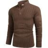 imageCOOFANDY Men Mock Neck Button Sweater Casual Knitted Sweaters Fashion Henley SweaterBrown
