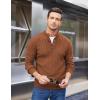 imageCOOFANDY Men Mock Neck Button Sweater Casual Knitted Sweaters Fashion Henley SweaterCaramel