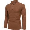 imageCOOFANDY Men Mock Neck Button Sweater Casual Knitted Sweaters Fashion Henley SweaterCaramel